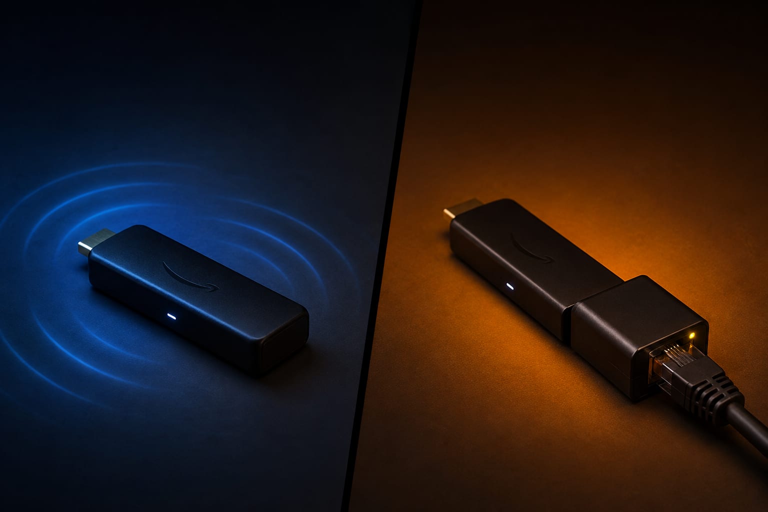 Comparison of a Firestick connected over Wi-Fi versus the same stick using an ethernet adapter