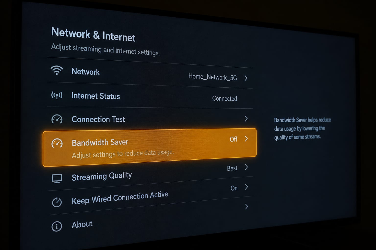 IPTV player settings screen showing the buffer size and decoder options highlighted